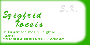 szigfrid kocsis business card